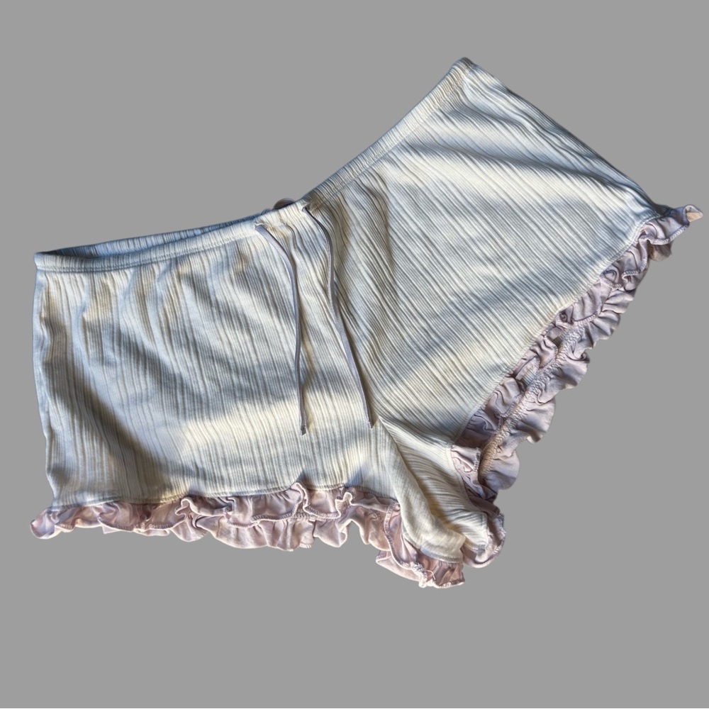 Victoria's Secret Cream and Pink Ruffle Shorts